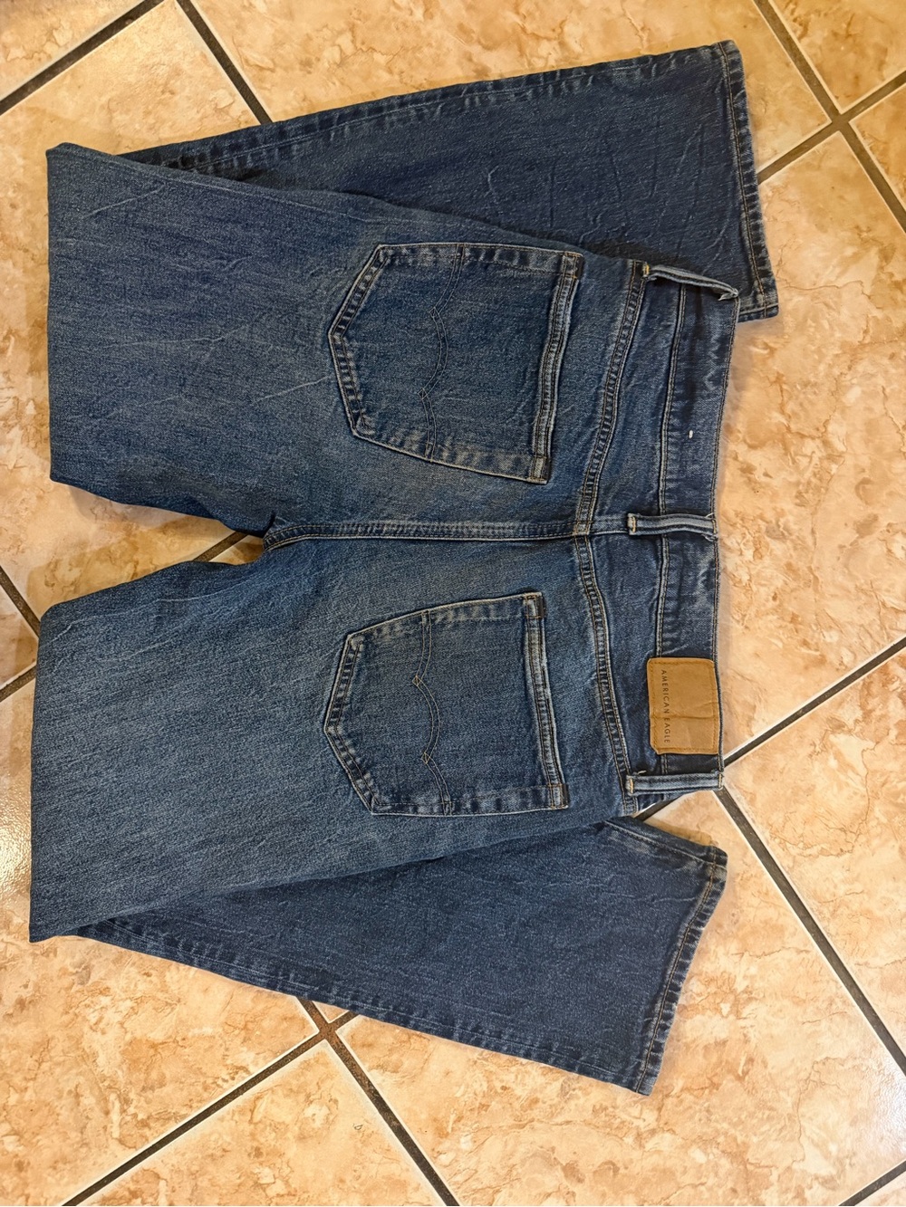 American Eagle Outfitters Men's Dark Blue Relaxed Jeans